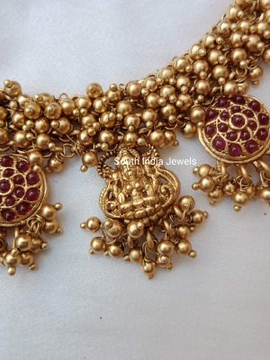 Goddess Lakshmi Gold Beads Necklace