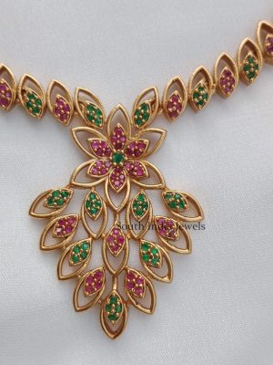 Wonderful Ruby and Emerald Leaf Neckset