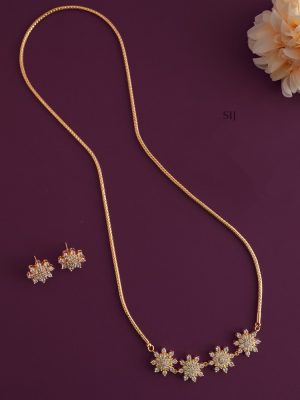 Imitation White AD Stones Flower Design Pendant Mugappu Chain