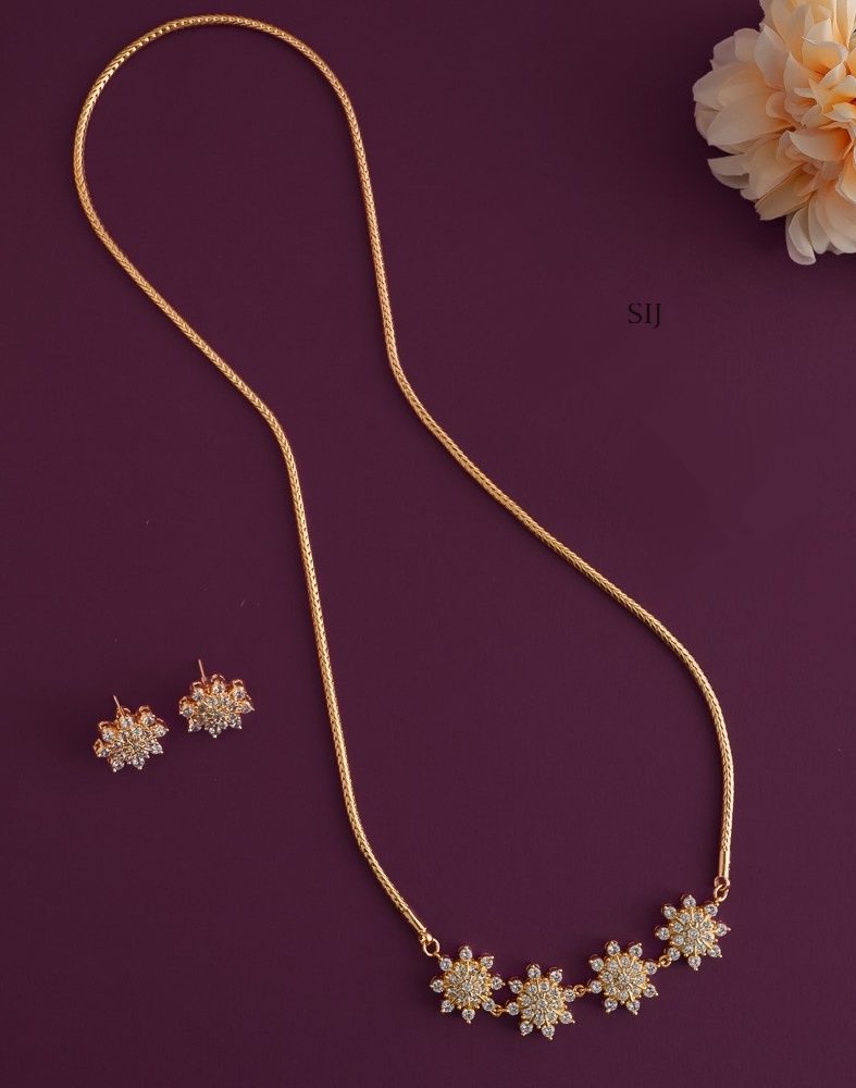 Imitation White AD Stones Flower Design Pendant Mugappu Chain