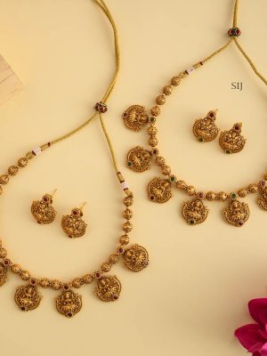 Traditional Lakshmi Drops Necklace with Gold Beads