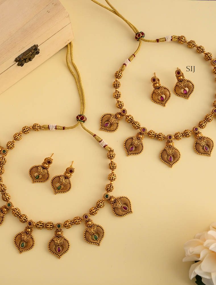 Imitation Non Idol Coin Necklace with Gold Beads