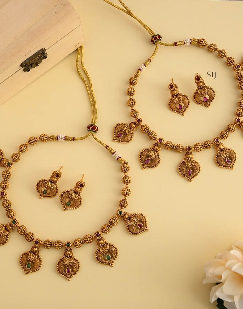 Imitation Non Idol Coin Necklace with Gold Beads