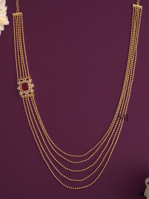 Imitation Ruby Stones Layer Mugappu Chain