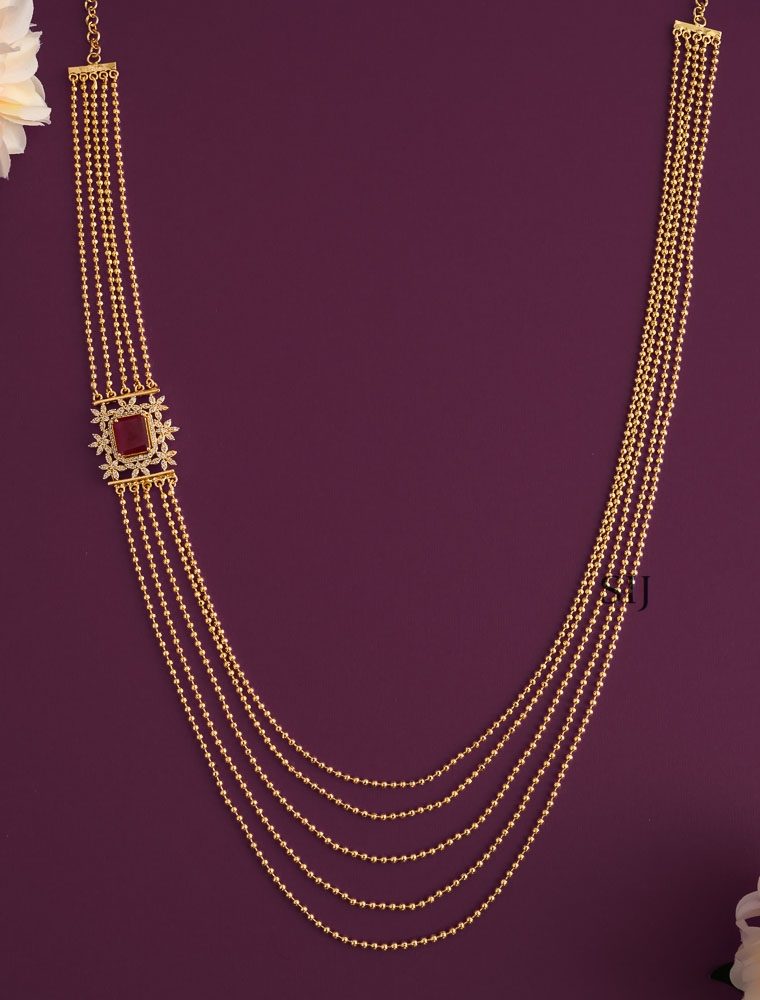 Imitation Ruby Stones Layer Mugappu Chain