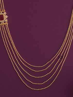 Imitation Ruby Stones Layer Mugappu Chain