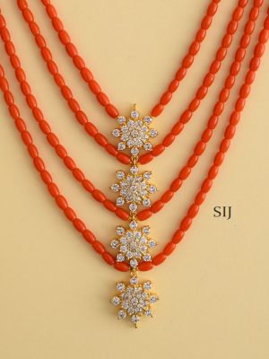 Imitation Four Layered Coral Necklace