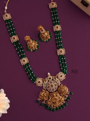 Imitation Green Beaded Lakshmi Haram