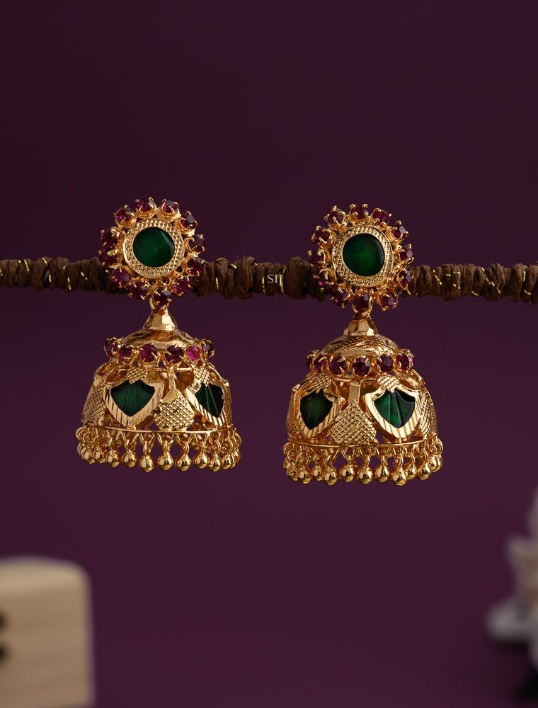 Gold Plated Kerala Style Palakka Jhumkas