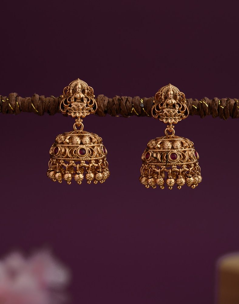 Antique Lakshmi Kemp Stones Jhumkas