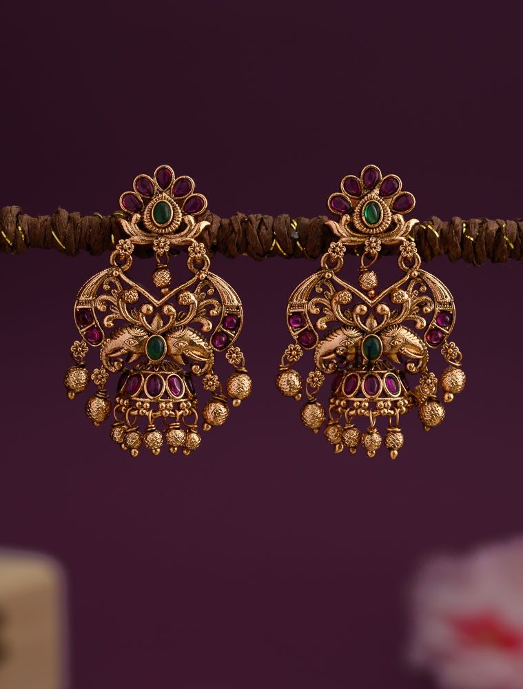 Traditional Dual Elephant Earrings