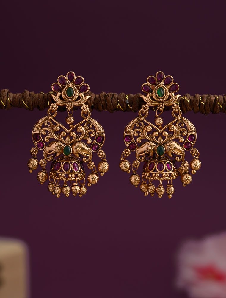 Traditional Dual Elephant Earrings