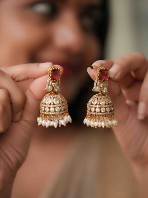 Imitation Ruby Stones Jhumkas