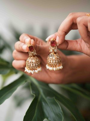 Imitation Ruby Stones Jhumkas