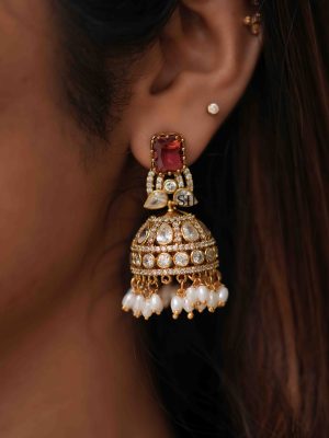 Imitation Ruby Stones Jhumkas