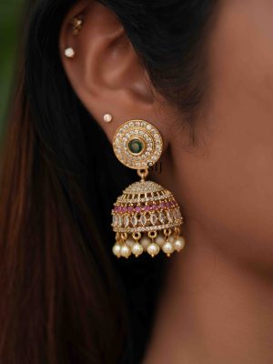 Artificial Multi Stone Jhumkas