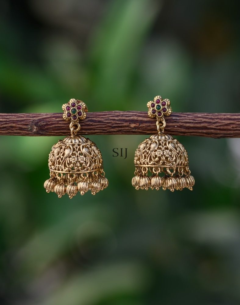 Antique Finish Flower Jhumkas