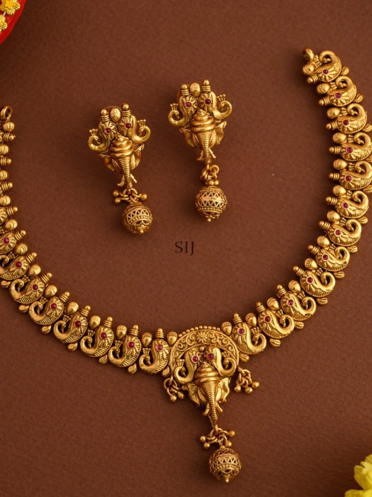 Antique Finish Ganesha Bridal Necklace