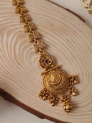 Antique Floral Design Ruby Stone Tikka