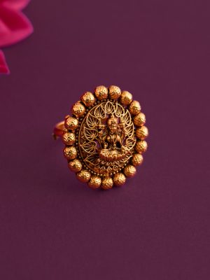 Antique Floral Lakshmi Finger Ring