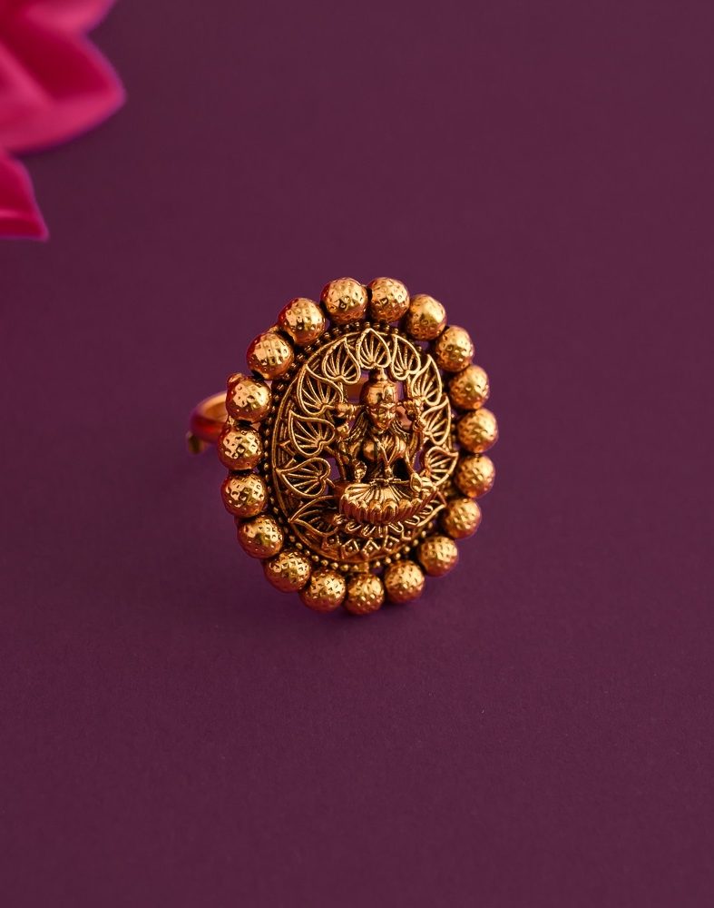 Antique Floral Lakshmi Finger Ring