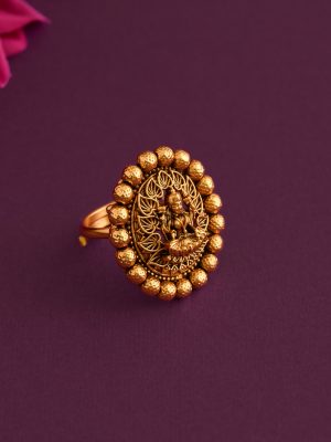 Antique Floral Lakshmi Finger Ring