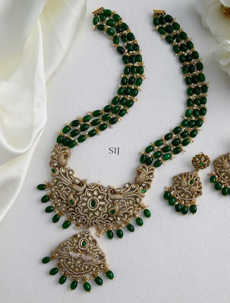 Gold Finish Green Beaded Haram