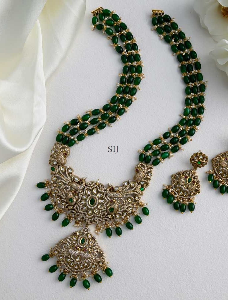 Gold Finish Green Beaded Haram