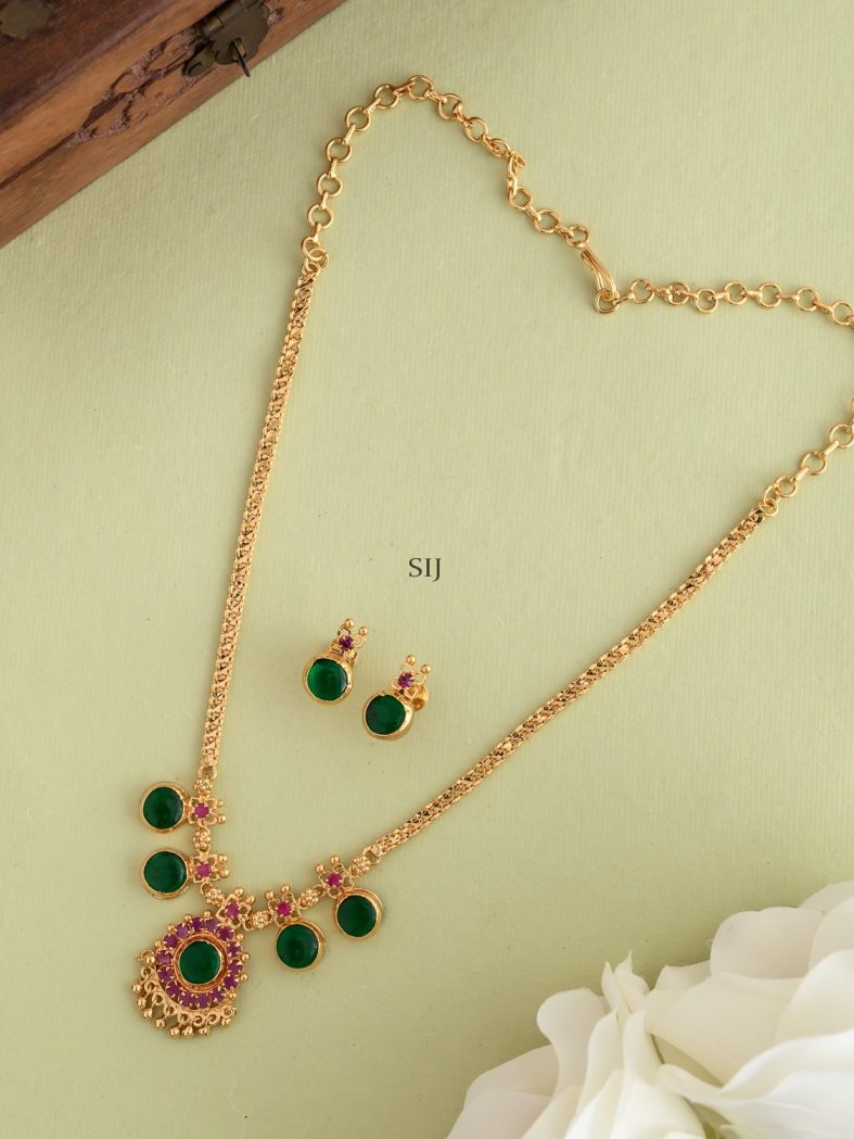 Gold Finish Palak Polki Set Necklace