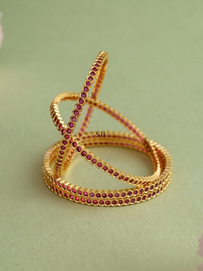 Gold Finish Ruby Stones Bangles