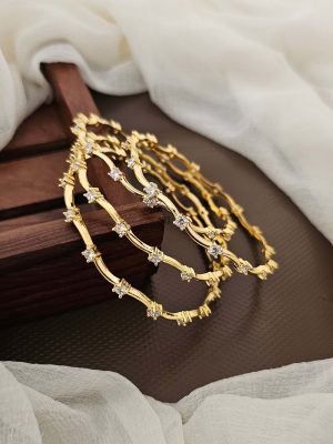 Gold Plated CZ Stones Bangles