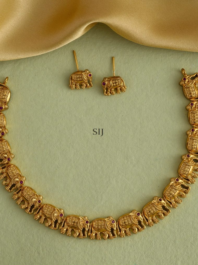 Gold Plated Elephant Design Necklace