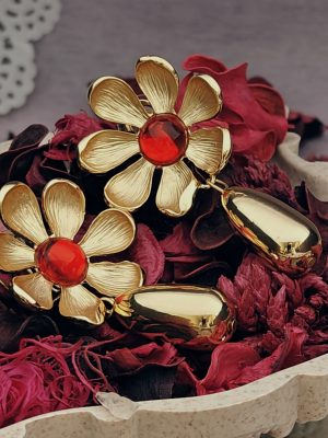 Gold Plated Floral Design Earring