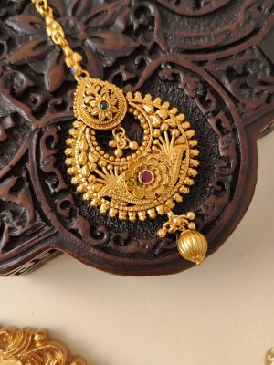 Gold Plated Floral Design With Kemp Stones Tikka