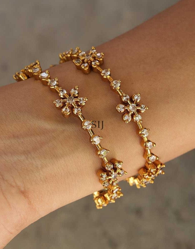 Gold Plated Flower Design Tanishq Bangle