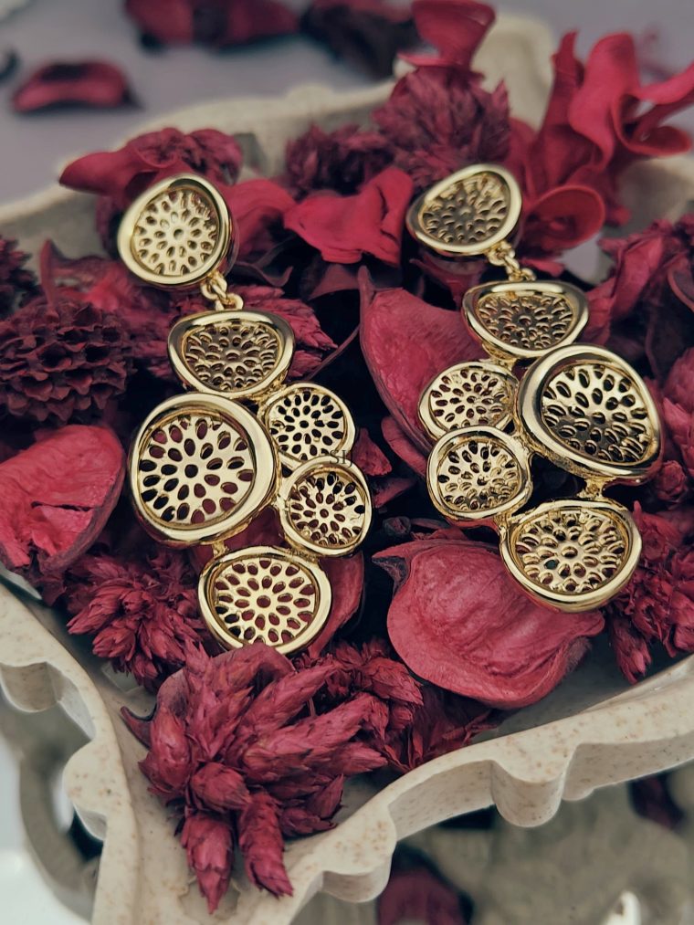 Gold Plated Hollow Circular Design Earring