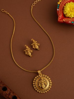 Gold Plated Krishna Pendant Chain