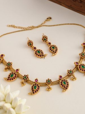 Gold Plated Mango Design Kemp Necklace