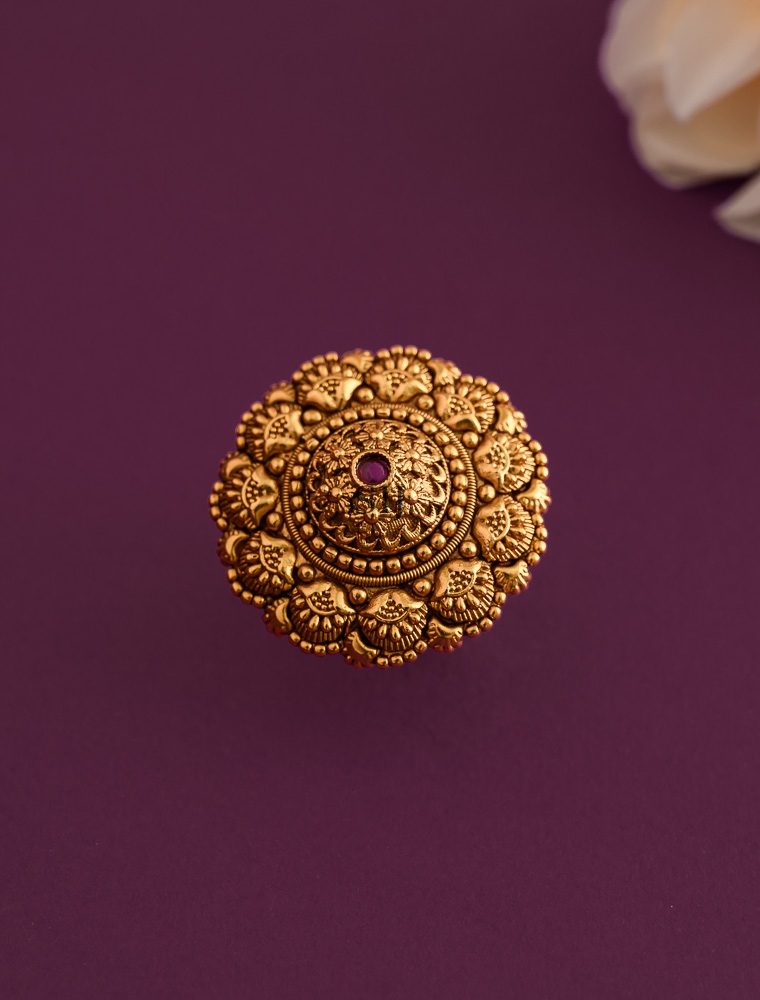 Gold Plated Non Idol Floral Finger Ring