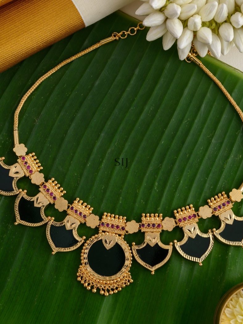 Gold Plated Palakka Design Necklace