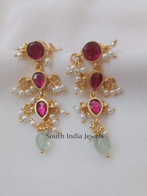 Gorgeous Three Layer Jadau Earrings