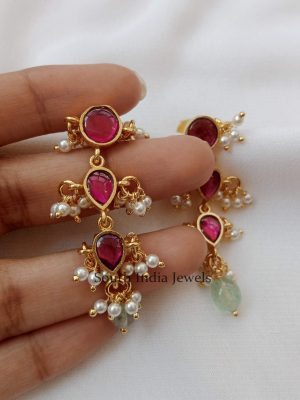 Gorgeous Three Layer Jadau Earrings