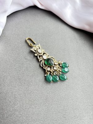 Green Beaded Drop Victorian Maang Tikka