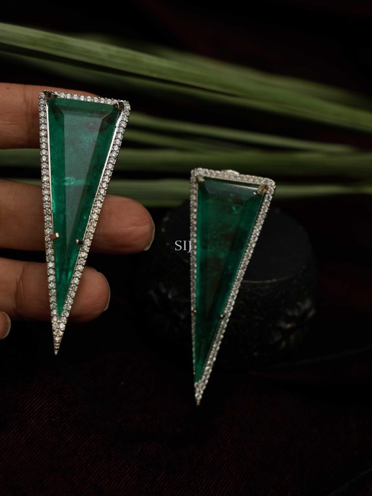 Green Stone Zircon Designer Earrings