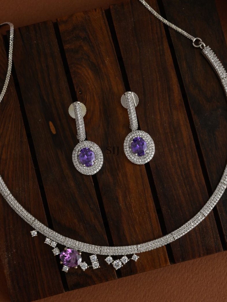 Imitation AD &Purple Stones Necklace