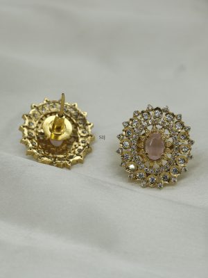 Imitation AD Stones Oval Design Ear Studs