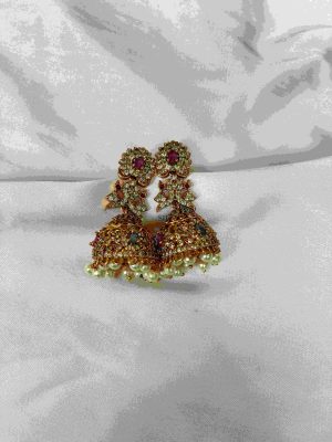 Imitation CZ Stones Peacock Jhumkas