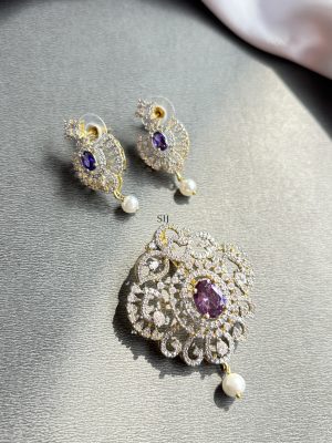 Imitation Purple Stone AD Pendant Set