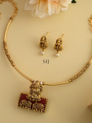 Lakshmi Dual Elephant Agate &Ruby Stone Kanthi Necklace