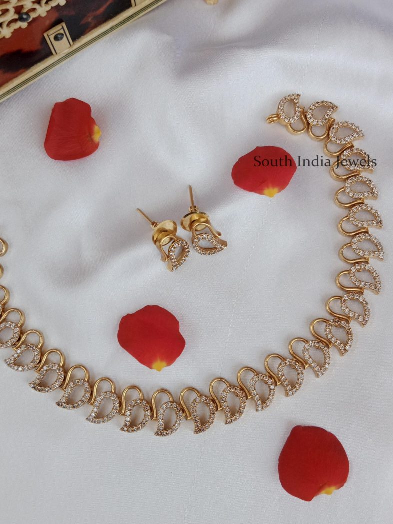 Lavish Gold and White Stone Mango Necklace